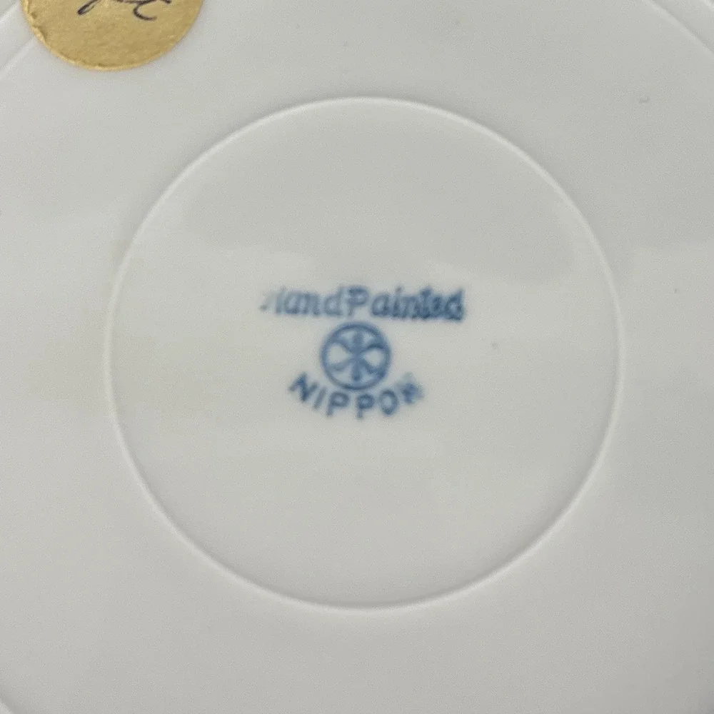 Antique Hand Painted Nippon  Bowl With Blue Flowers And Gold Accents Free Ship